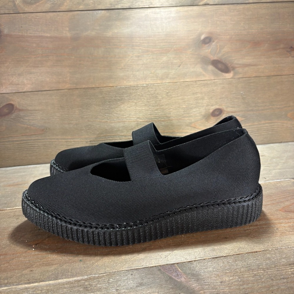 TUK Womens size 9 shoes Black Stretch Platform Creeper Mary Jane flats
